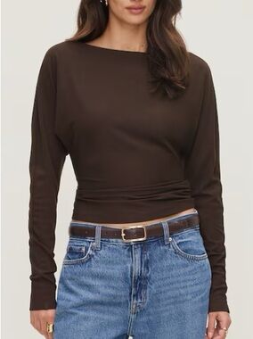 Dynamite Dolman Top in Deep Chocolate Brown